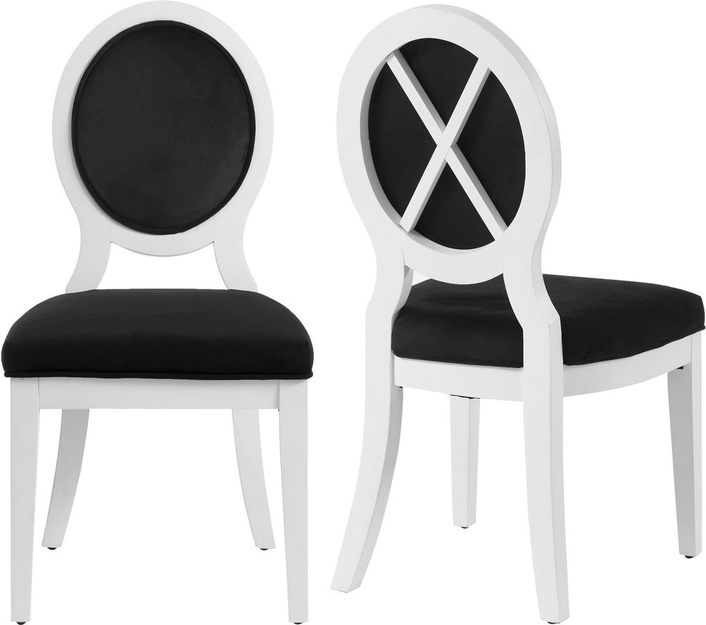 White gloss / black velvet dining chair by Meridian