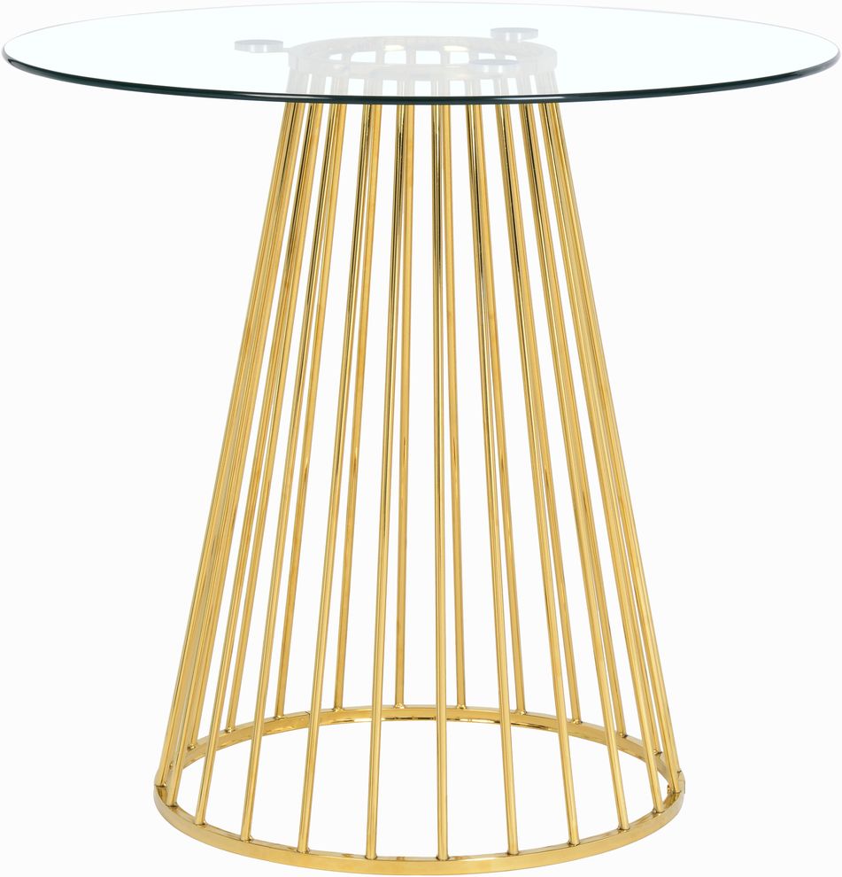 Round clear glass / golden base counter height table by Meridian