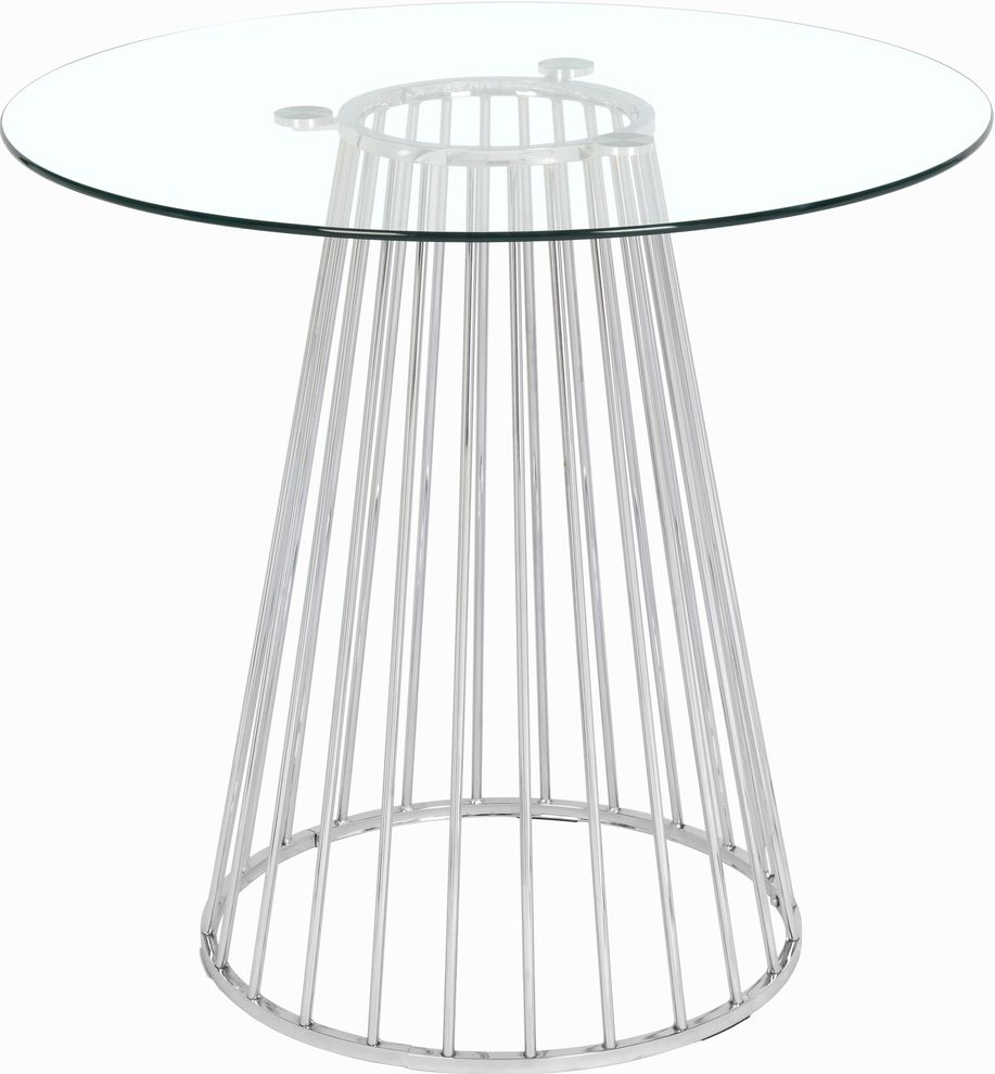 Round clear glass / chrome base counter height table by Meridian