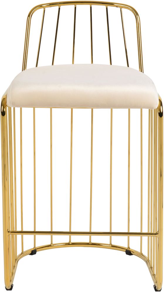 Cream velvet seat / golden base bar stool by Meridian