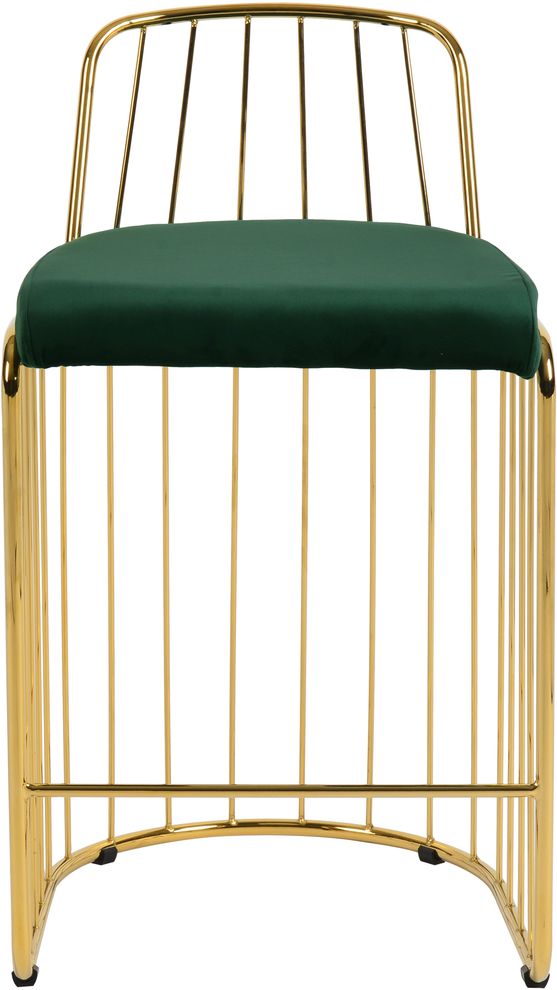 Green velvet seat / golden base bar stool by Meridian