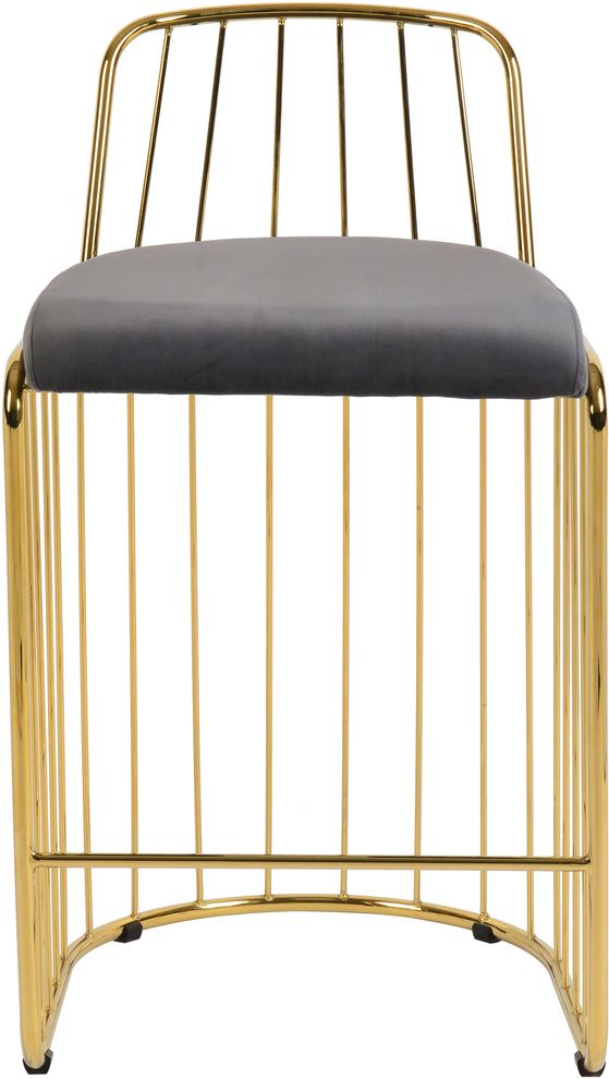 Gray velvet seat / golden base bar stool by Meridian