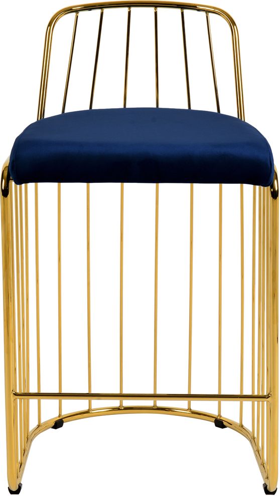 Navy velvet seat / golden base bar stool by Meridian