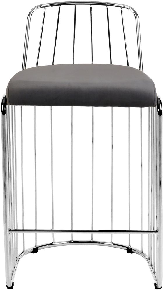 Gray velvet / chrome wired design bar stool by Meridian