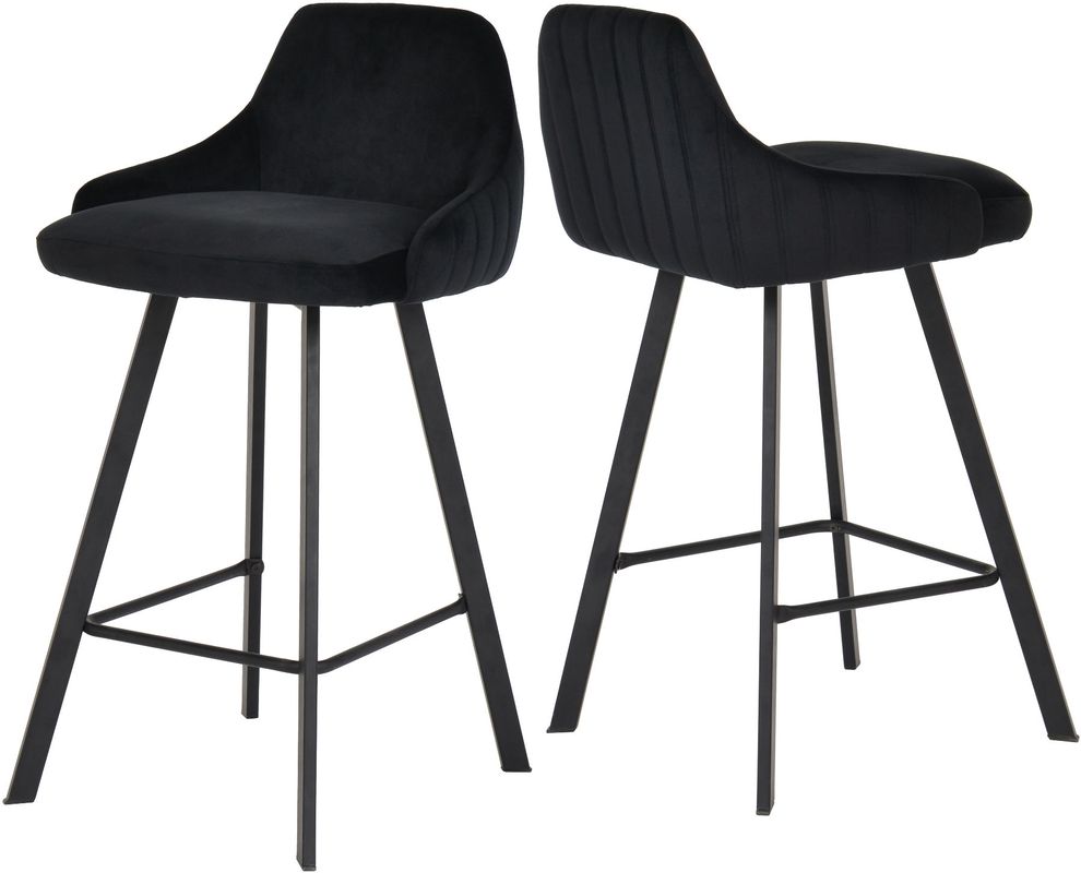 Pair of black velvet bar stools by Meridian