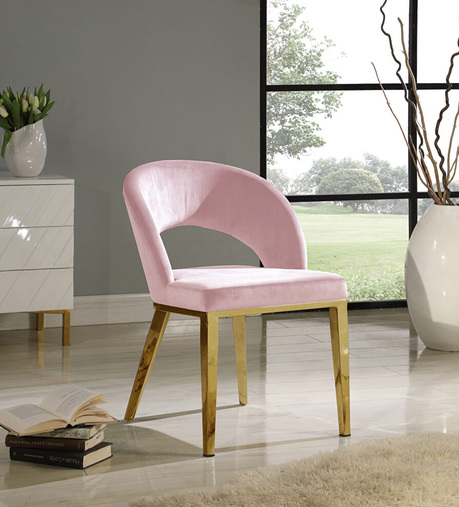 Glam style gold legs / velvet dining chair by Meridian