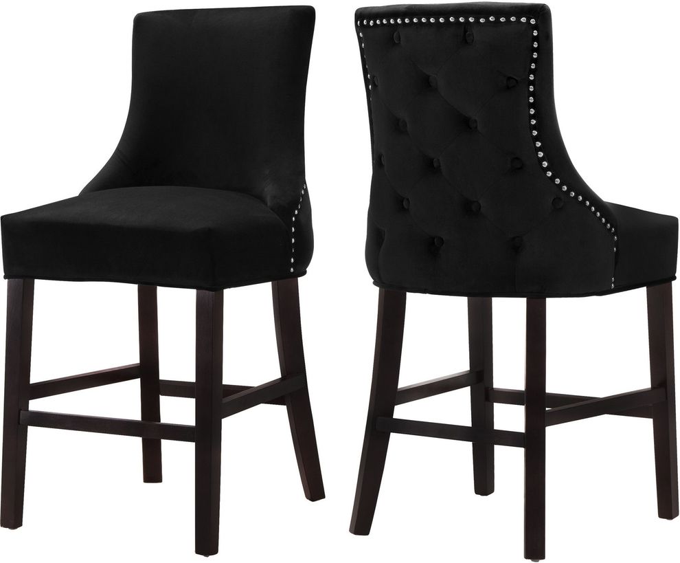 Set of black velvet contemporary stools by Meridian