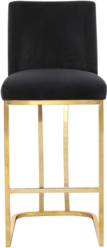 Black velvet / gold base counter height stool by Meridian