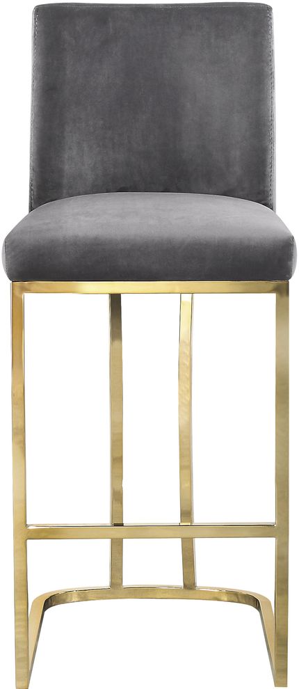 Gray velvet / gold base counter height stool by Meridian