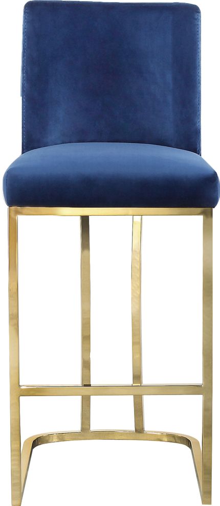 Navy velvet / gold base counter height stool by Meridian