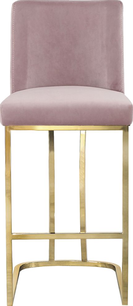 Pink velvet / gold base counter height stool by Meridian