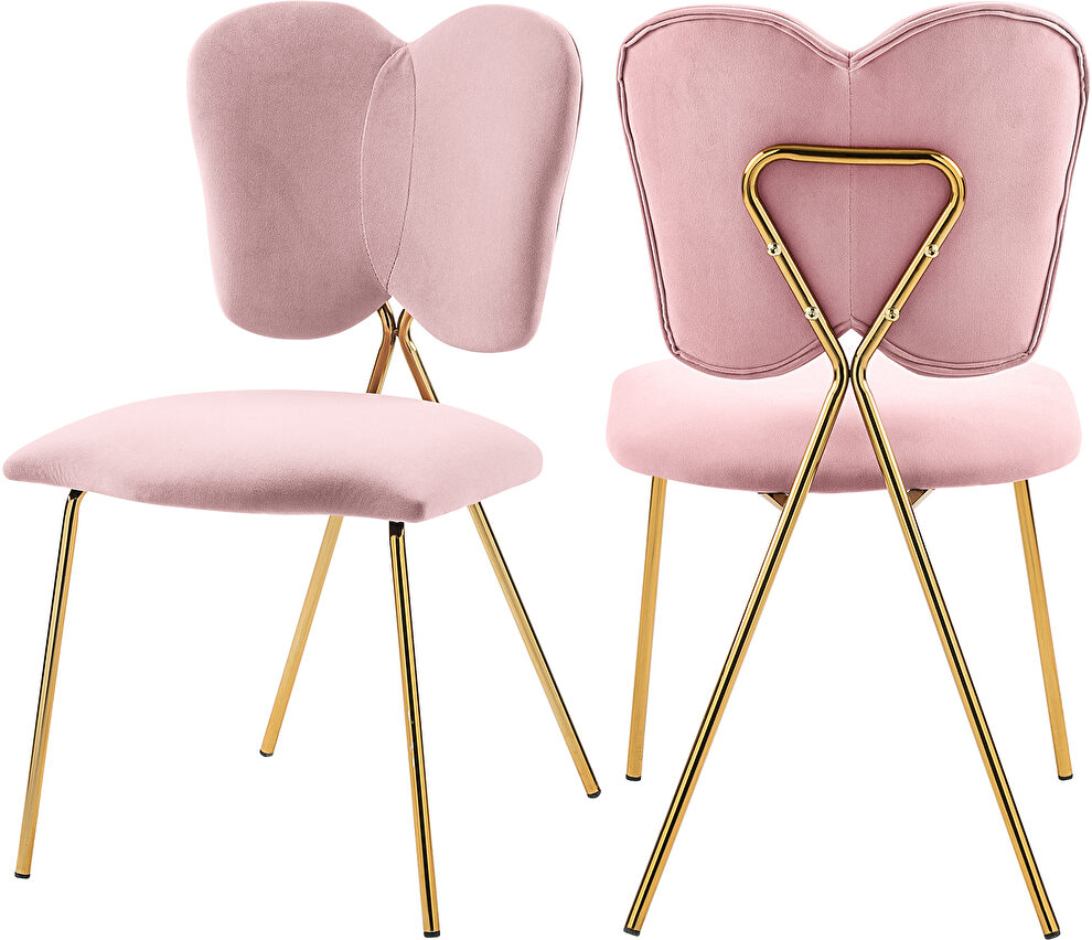 Butterfly back pink  velvet dining chair by Meridian