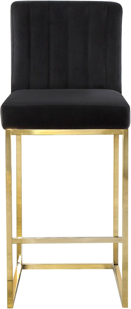 Black velvet fabric / gold base bar height stool by Meridian