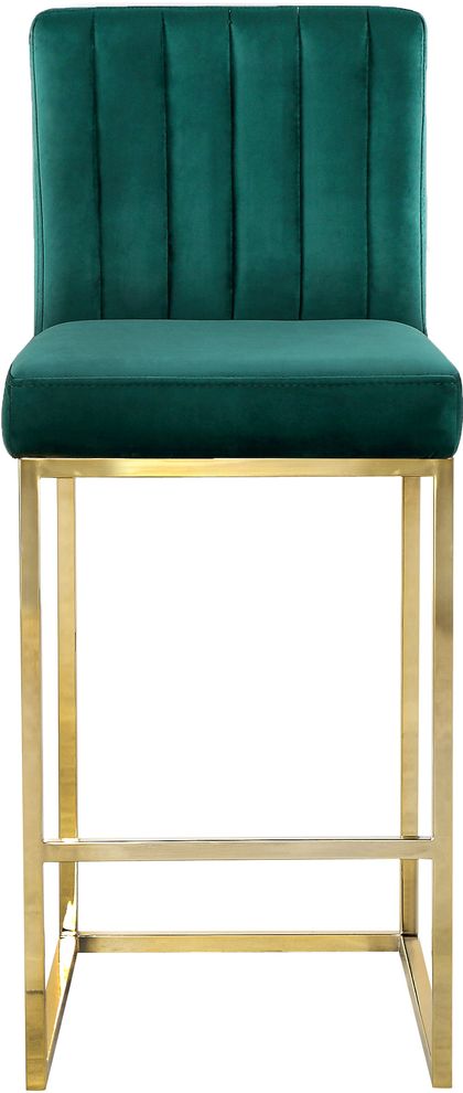 Green velvet fabric / gold base bar height stool by Meridian