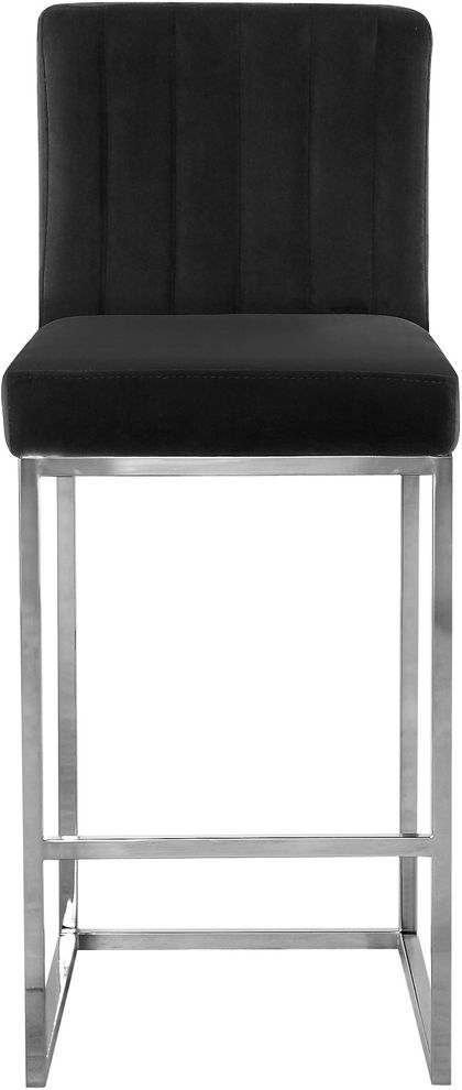Chrome / black velvet contemporary bar stool by Meridian