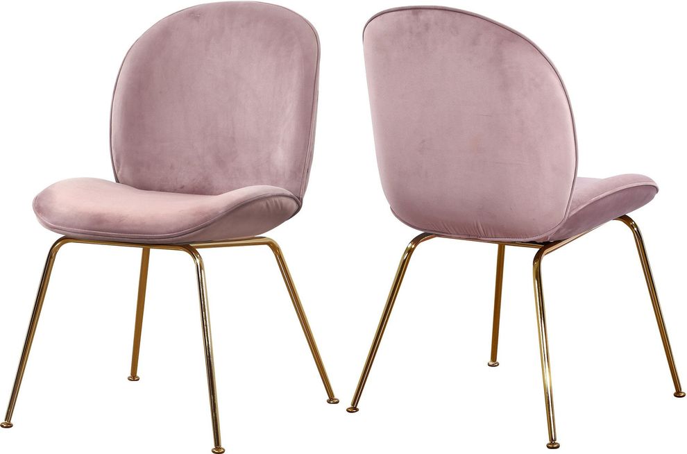 Pink velvet dining chair w/ golden legs by Meridian