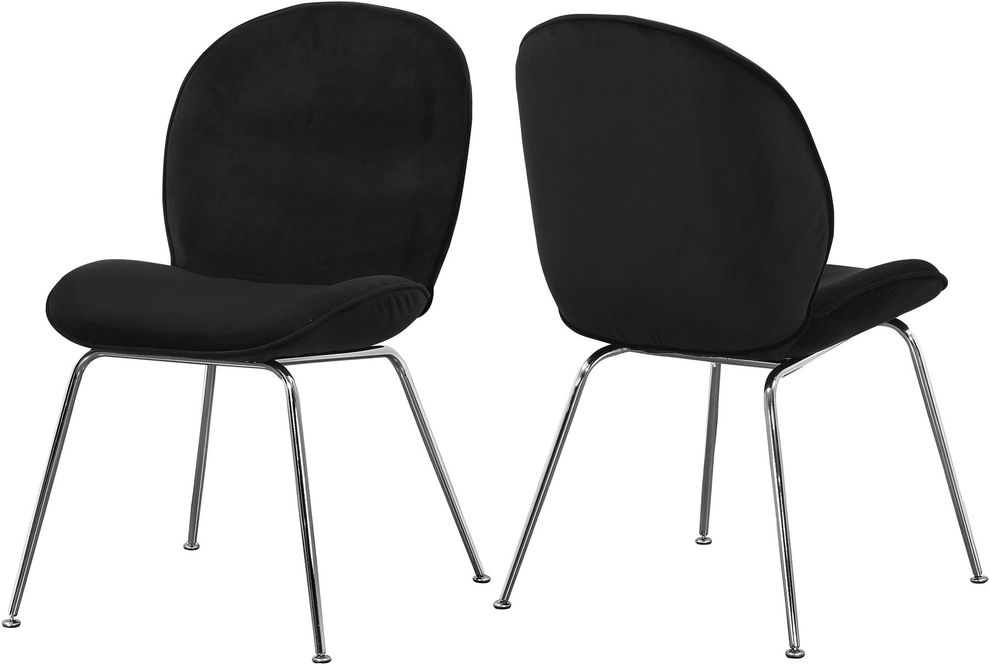 Black velvet / chrome legs modern dining chair by Meridian