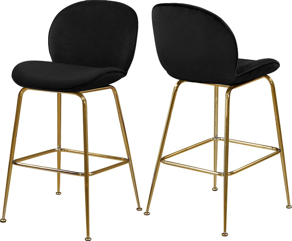 Elegant black velvet bar stool w/ golden base by Meridian