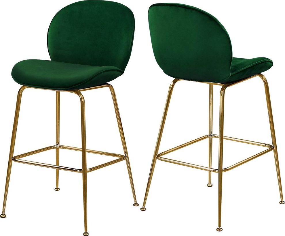 Elegant green velvet bar stool w/ golden base by Meridian