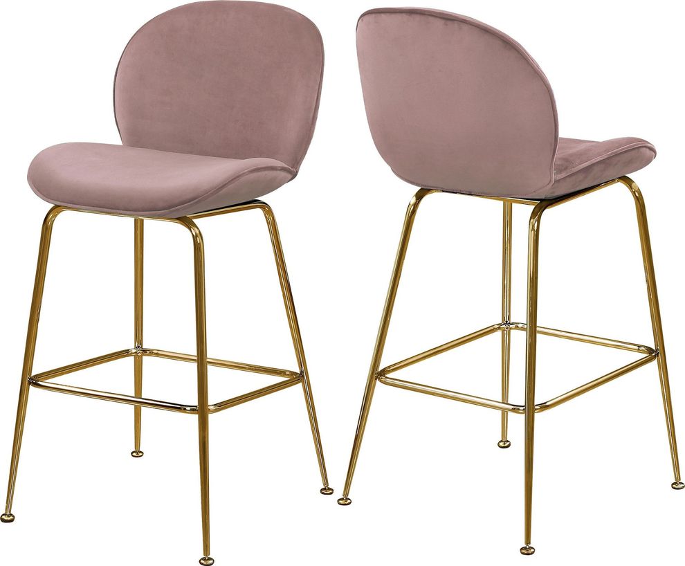 Elegant pink velvet bar stool w/ golden base by Meridian