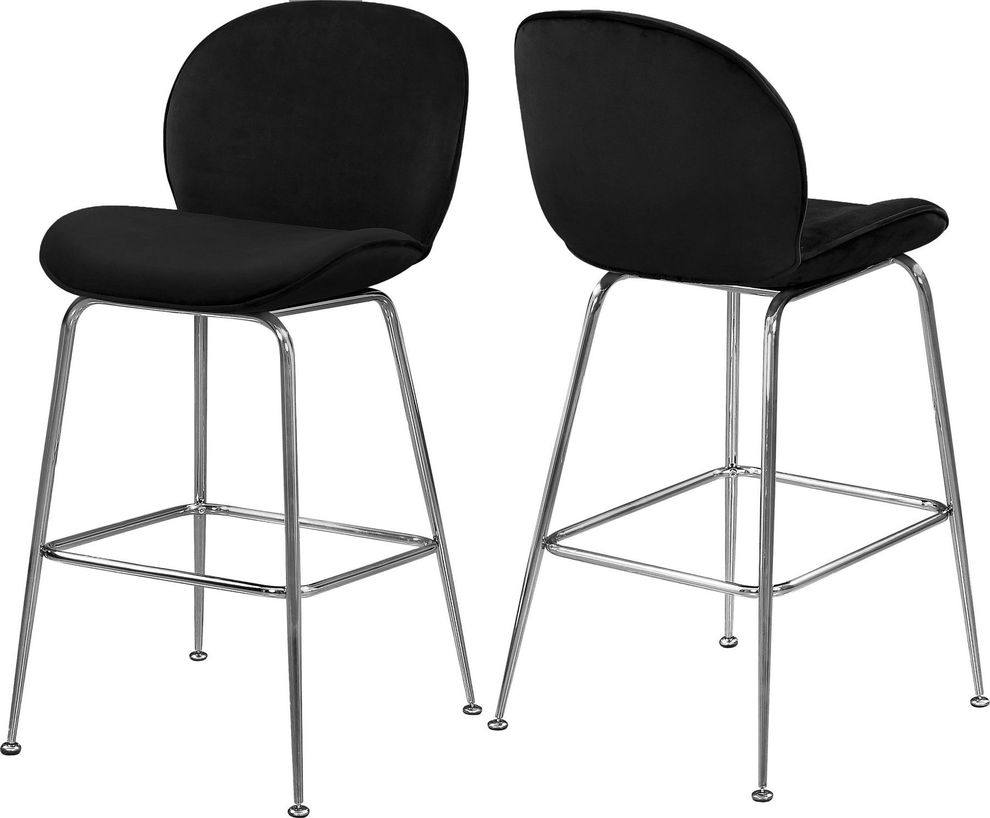 Black velvet bar stool w/ chrome base by Meridian