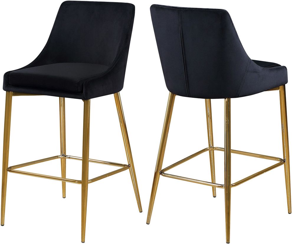 Black velvet bar stool w/ golden metal base by Meridian