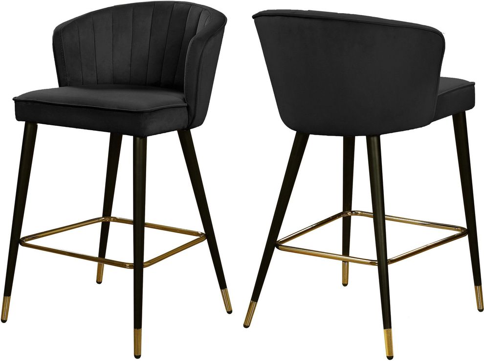 Black velvet modern bar stool by Meridian