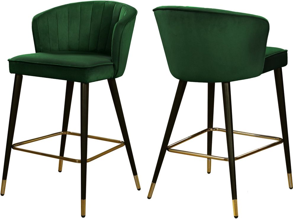 Green velvet modern bar stool by Meridian