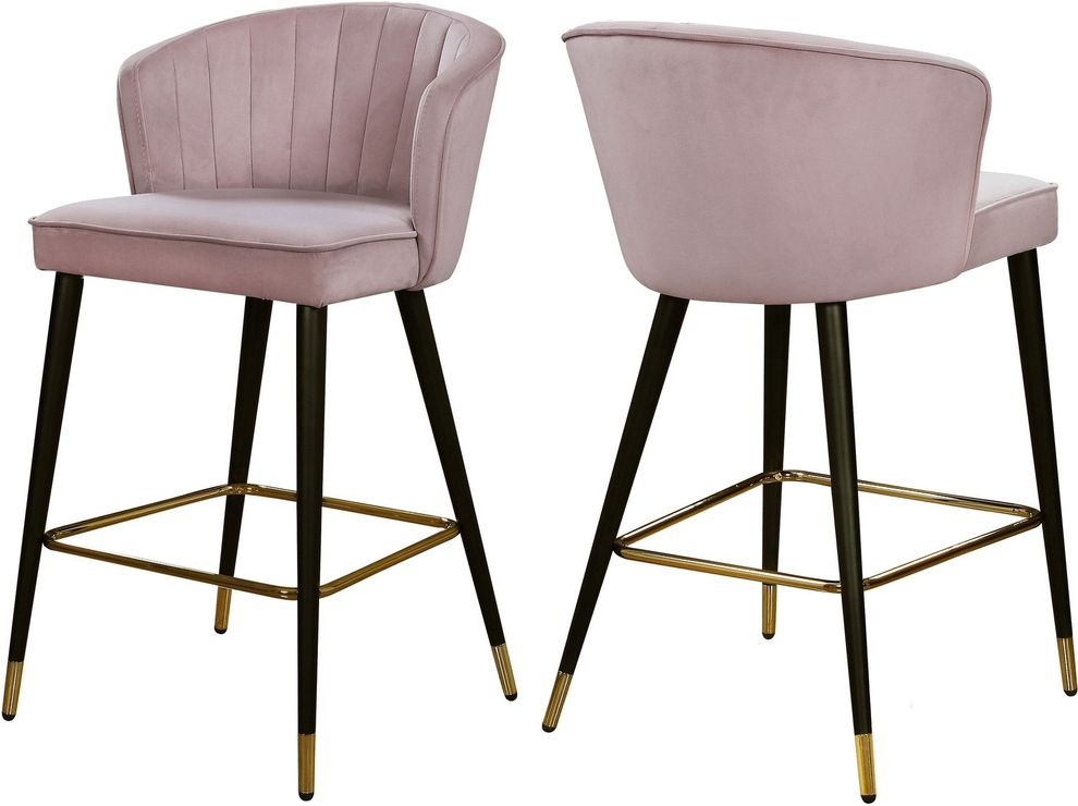 Pink velvet modern bar stool by Meridian