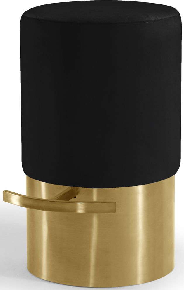 Black round bar stool with golden base by Meridian