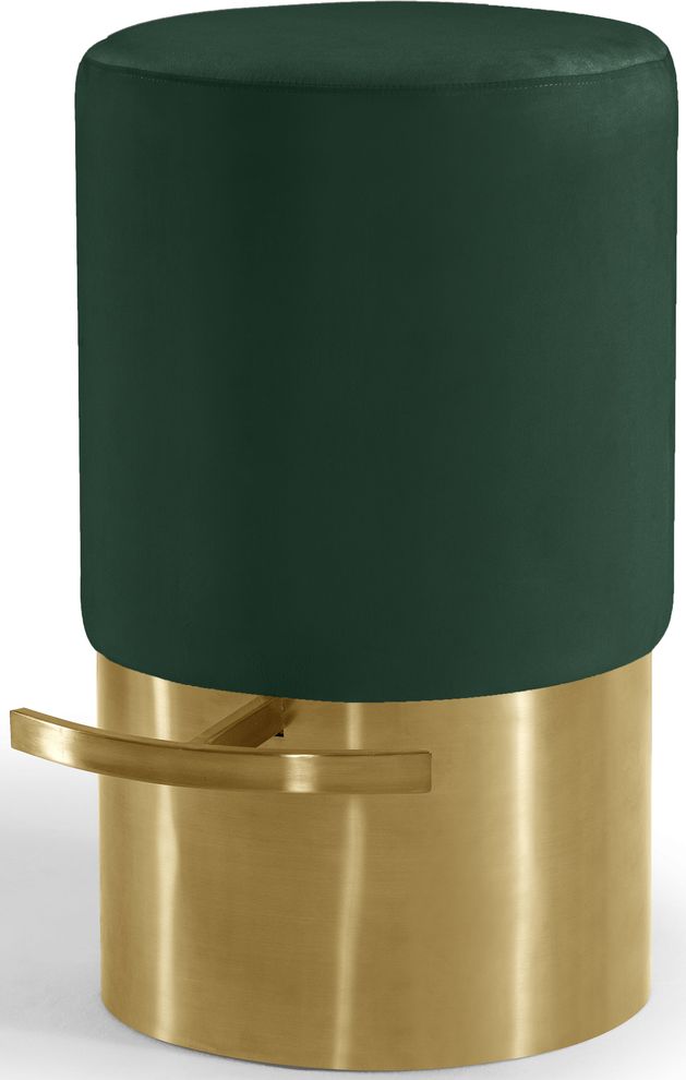 Green round bar stool with golden base by Meridian