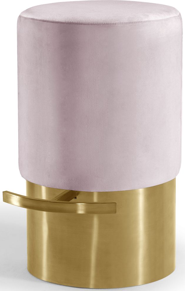 Pink round bar stool with golden base by Meridian