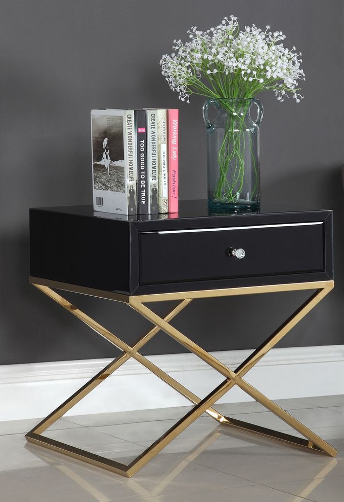 Criss-cross base gold/black nightstand / side table by Meridian