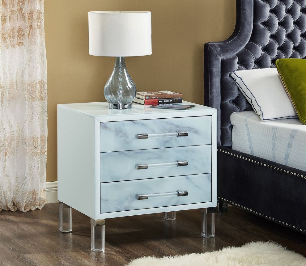 Glass marble style nightstand by Meridian