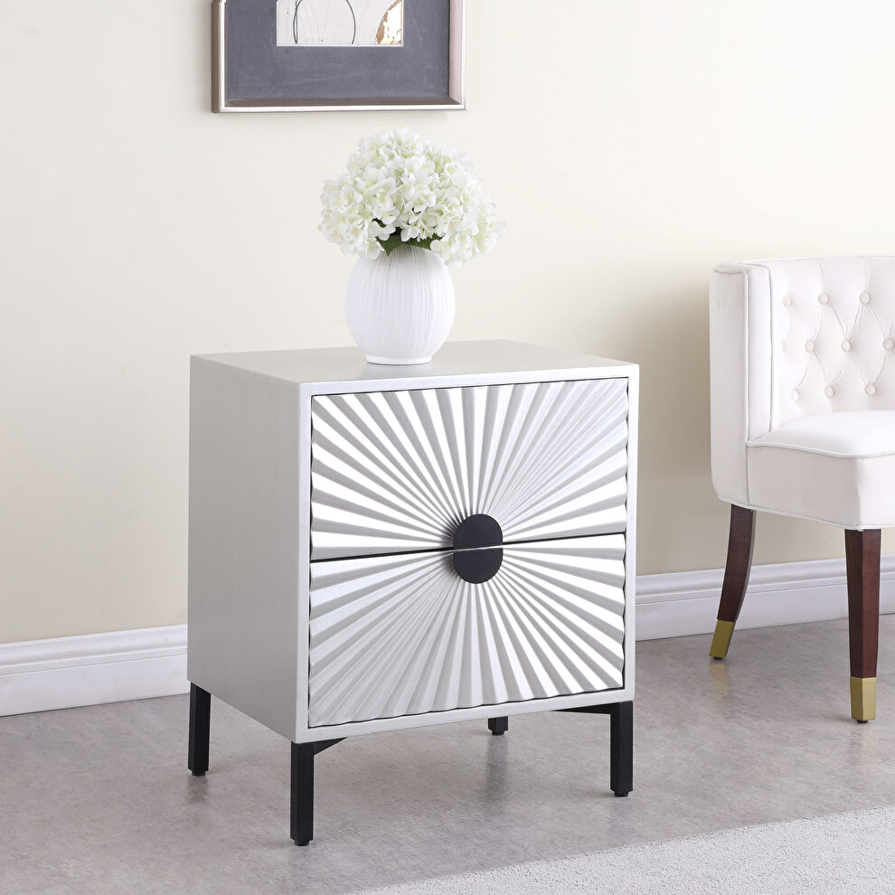 Silver glam style nightstand / side table by Meridian
