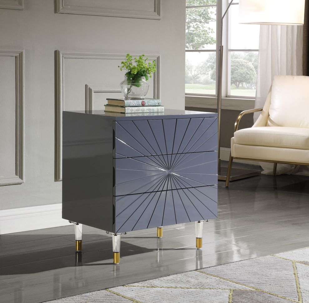 Gray lacquer finish nightstand with acrylic legs by Meridian