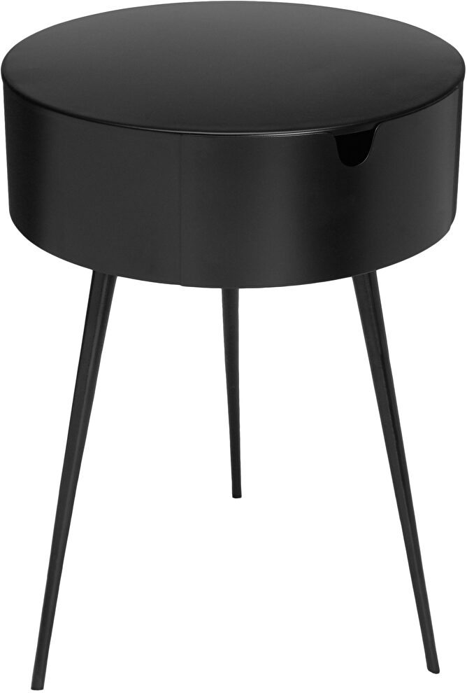 Black contemporary round side table / nightstand by Meridian