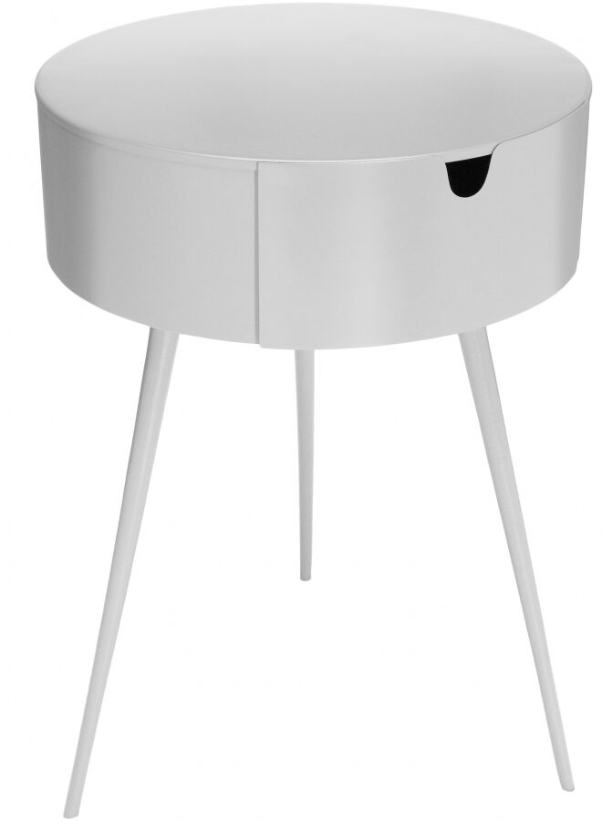 White contemporary round side table / nightstand by Meridian