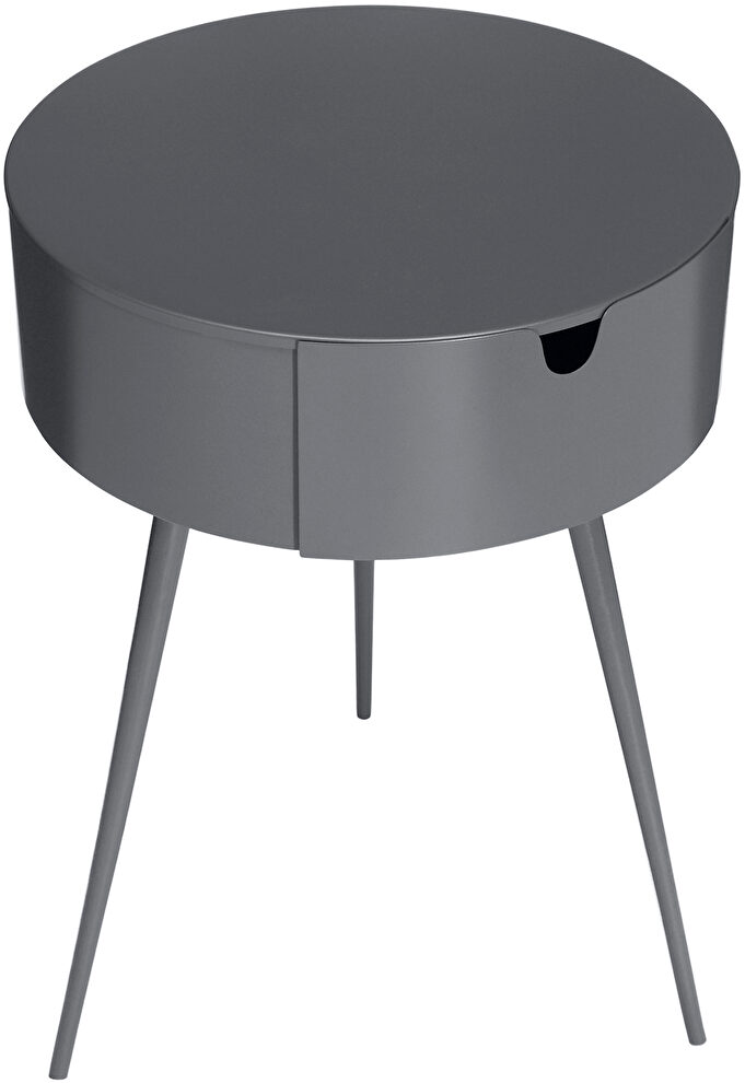 Gray contemporary round side table / nightstand by Meridian