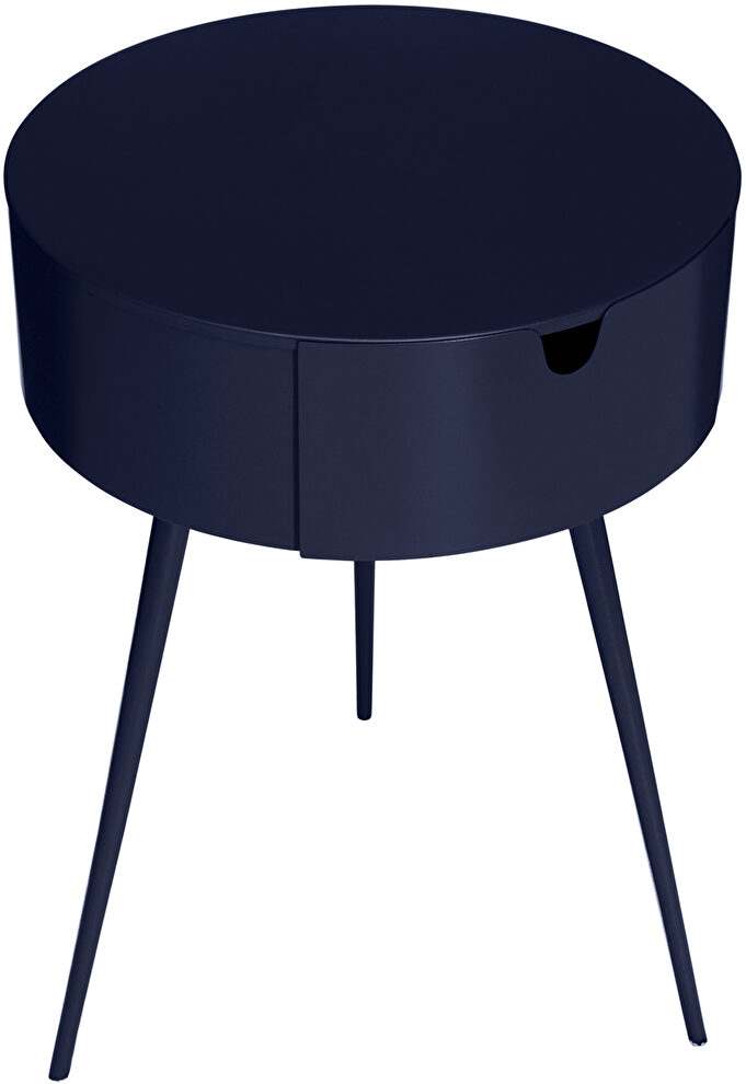 Navy contemporary round side table / nightstand by Meridian
