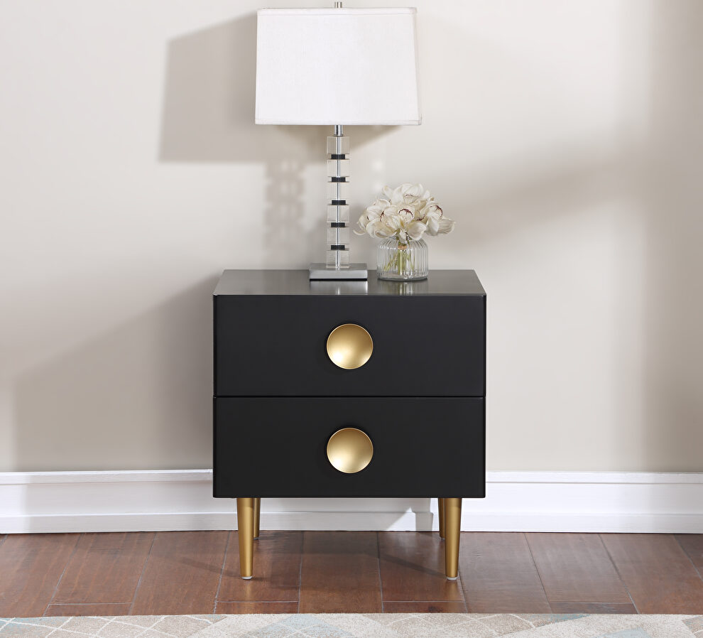 Black golden legs / handles contemporary nightstand by Meridian