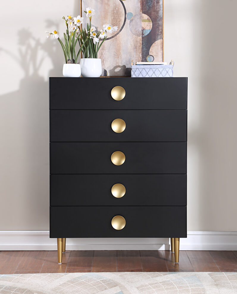 Contemporary black stylish chest w/ golden legs by Meridian
