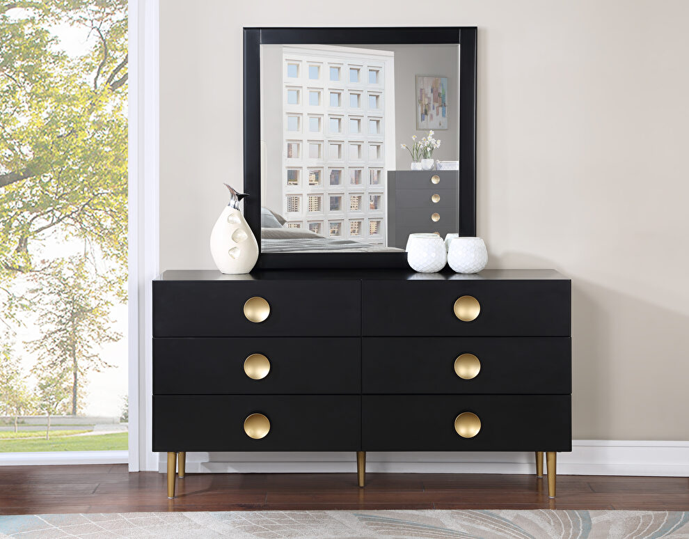 Contemporary black stylish dresser w/ golden legs by Meridian