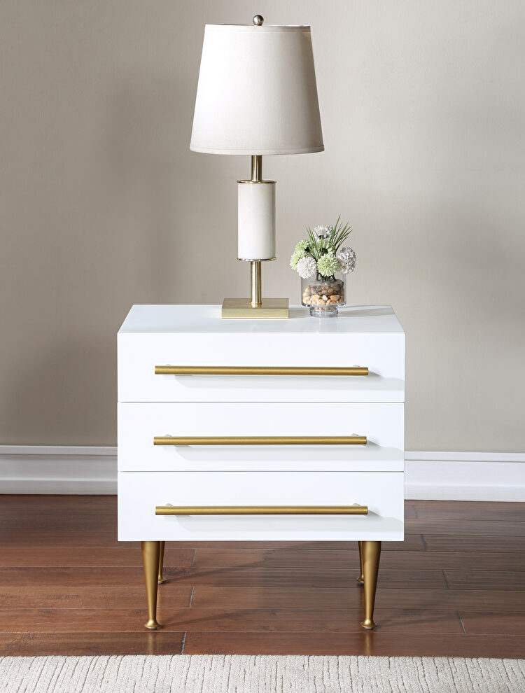 White glam style nightstand by Meridian
