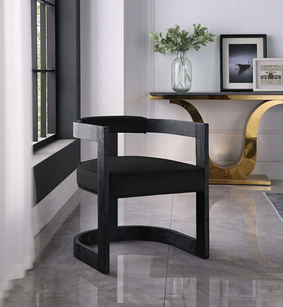 Rounded back / dark gray dining chair by Meridian