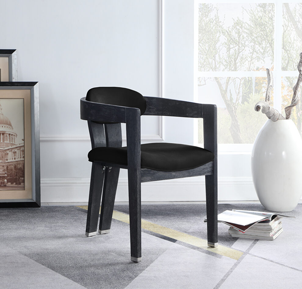 Black velvet contemporary dining chair by Meridian