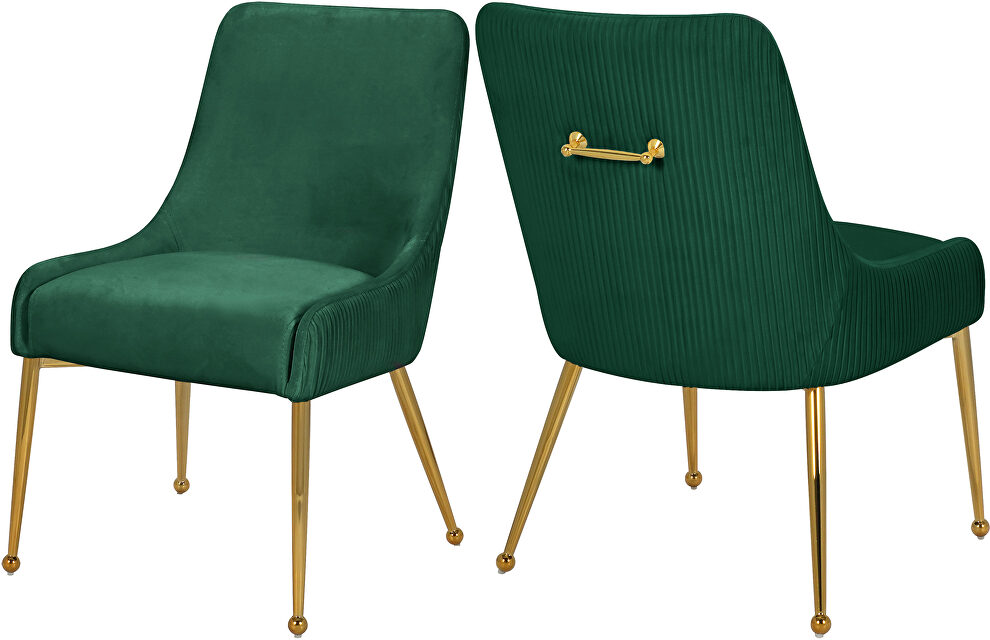 Stylish velvet dining chair pair by Meridian