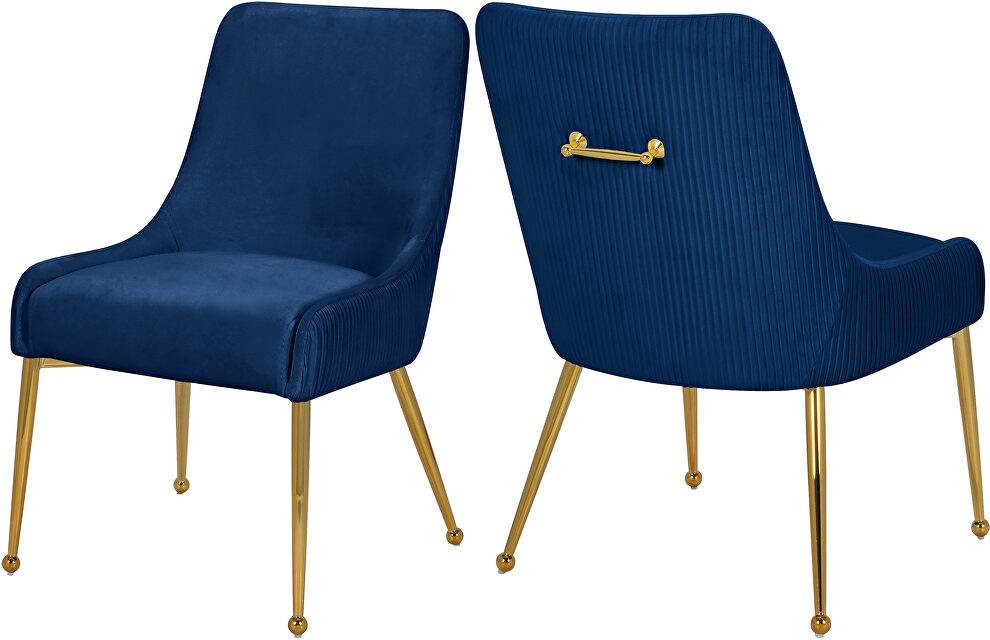Stylish velvet dining chair pair by Meridian