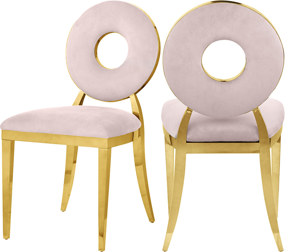 Velvet / gold glam contemporary style dining chair by Meridian