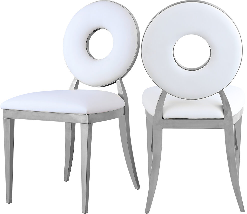 Vegan leather / gold glam contemporary style dining chair by Meridian